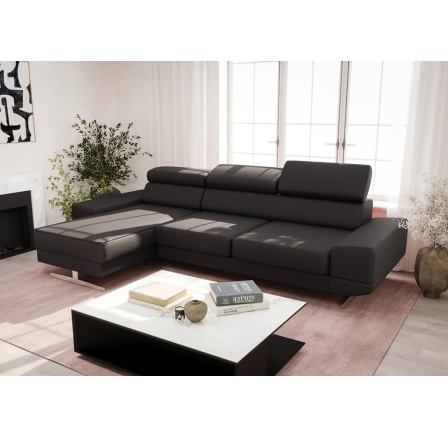 Rohová sedací souprava MILANO MINI přírodní kůže - černá kůže, levá Rohová sedací souprava MILANO MINI přírodní kůže - černá kůže, levá