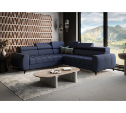 Rohová sedací souprava PORTO MAX přírodní kůže 255x255 cm - levá, Kůže pruská modř