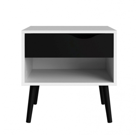 Noční stolek RETRO 394, Bílá/Černá