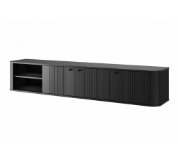 Závěsná Televizní komoda VESPER 3D, Černá/Černé úchyty