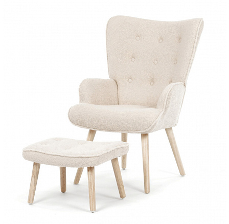 Relaxační křeslo, krémová, látka bouclé, AK-319 CRM2 Relaxační křeslo, krémová, látka bouclé, AK-319 CRM2