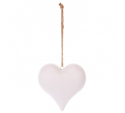 Srdíčko, kovová dekorace na zavěšení, antik bílá barva.