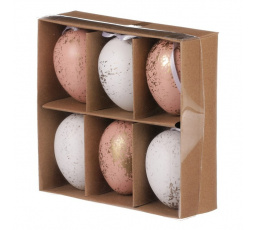 Vajíčka s pírkem - plast, mix barev, pozlacená, cena za balení (6 ks)