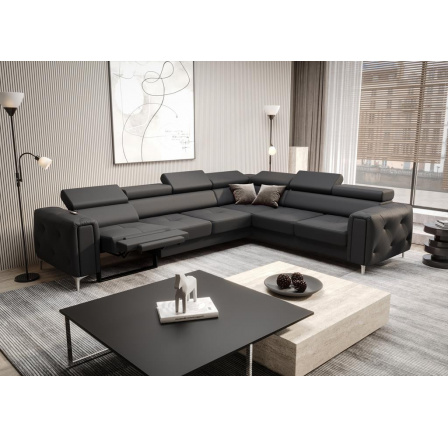 Rohová Kožená sedací souprava s funkcí , relax ORION I 325x255 cm - šedá , pravá Rohová Kožená sedací souprava s funkcí , relax ORION I 325x255 cm - šedá , pravá