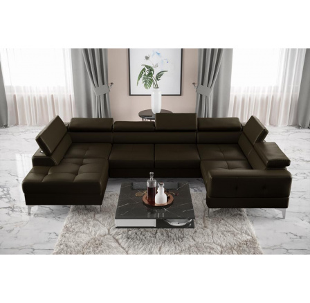 Rohová sedací souprava TOSCANIA MAX I 170x350x185 cm přírodní kůže - pravá, Kůže olivově hnědá