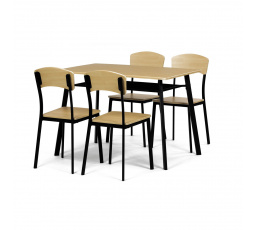 Set jídelní (1+4), MDF dekor dub, černý kov
