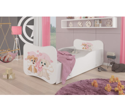 Dětská postel GONZALO s matrací a šuplíkem, 140x70 cm, Bílá/Two dogs