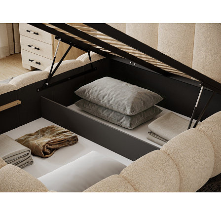 Oloroso bed 140x200 with metal frame and storage compartment, light beige chenille Kendell 18 1 Oloroso bed 140x200 with metal frame and storage compartment, light beige chenille Kendell 18 1