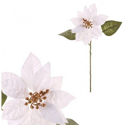 Vánoční růže - umělá řezaná květina, bílo-zlatá Vánoční růže - umělá řezaná květina, bílo-zlatá