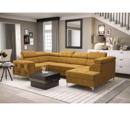 Rohová sedací souprava ORION MAX II s funkcí spaní 165x350x185 cm - žlutá, levá