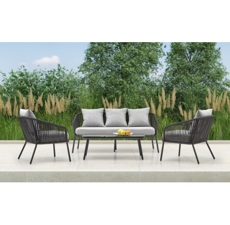 Zahradní set ROCCA ( pohovka + křeslo 2x + lavice ), tmavě šedá / světle šedá