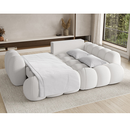 Cozion Corner Sofa Bed with Storage, White Velvet, Right-Hand Facing Paolli 01 202x140 Right 1
