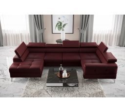 Rohová sedací souprava TOSCANIA MAX I 170x350x185 cm přírodní kůže - pravá, Bordová kůže