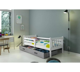 Dětská postel CARINO 90x200 cm se šuplíkem, bez matrace, Bílá/Grafit