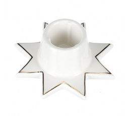 Svícen na kónickou svíčku - porcelán, tvar hvězdy, bílý