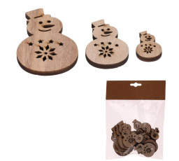 Sněhulák - dřevěný, mix 3 vel., přírodní, cena za balení (18 ks)