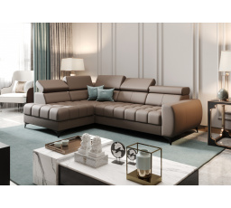 Rohová sedací souprava PORTO MINI přírodní kůže 170x255 cm - levá, Mléčná čokoládová kůže