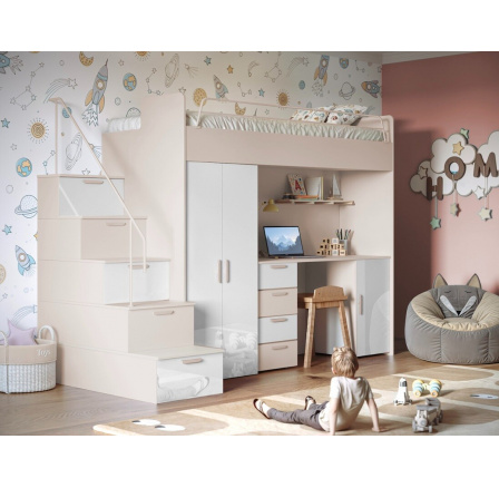 Patrová postel PARADISE 4S Kašmír Bílá Lesk