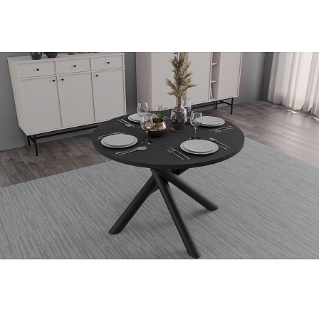 Jídelní stůl OSLO 110x110 cm, Jasan Portland/Černý mat