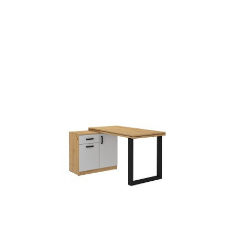 MAXIMUS 140 - psací stůl s komodou 2D1S vyšší, dub artisan/světle šedá (140  MALTA LG/AR/AR BIURKO I KOMODA) (4 balíky) "LP" (K150)