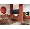 Tv Komoda DESIN 170 cm - 3D2SZ, Keramická červená/dub nagano