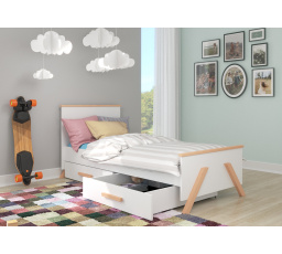 Postel KORAL 180x80 Bílá+Přírodní Buk