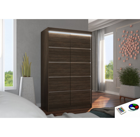 Posuvná skříň s LED osvětlením BENISSO 120 Choco+Choco
