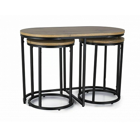 Set konferenčního stolu a taburetků TWIX, Dub Artisan/Černá Set konferenčního stolu a taburetků TWIX, Dub Artisan/Černá