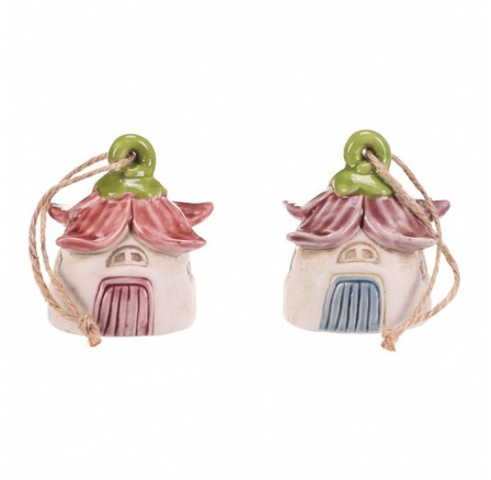 Domeček květinový - keramika, závěsný zvonek, mix 2, cena za 1 ks Domeček květinový - keramika, závěsný zvonek, mix 2, cena za 1 ks