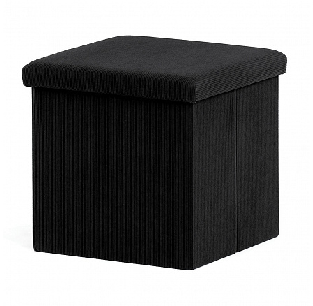 Taburet s úložným prostorem, černá, manšestrová látka, TAB-471 BK6 Taburet s úložným prostorem, černá, manšestrová látka, TAB-471 BK6