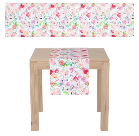 Běhoun - pivoňky v růžových barvách, 40 x 150 cm, 100% polyester.