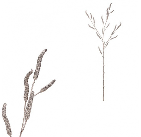 Bříza - umělá větev s jehnědami, barva champagne