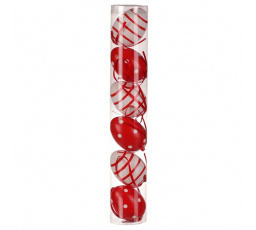 Vajíčka plastová - barva červeno-bílá, cena za balení (6 ks)