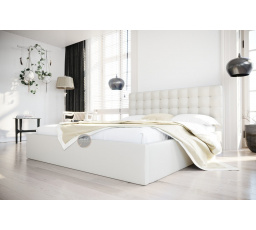 Postel LOFT - 180x200, Dřevěná, Bílá eko kůže