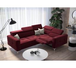 Rohová sedací souprava TOSCANIA , relax s funkcí spaní 185x250 -červená , pravá