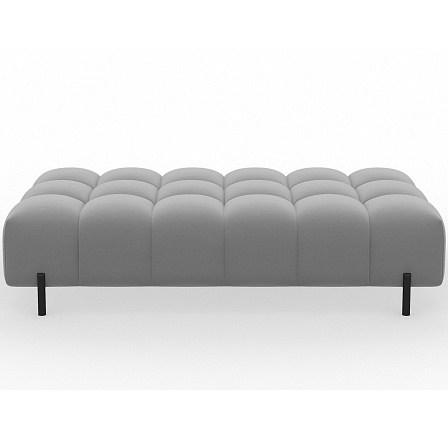Ferivo quilted pouffe on legs, grey plush Royal 18 137x37 Ferivo quilted pouffe on legs, grey plush Royal 18 137x37