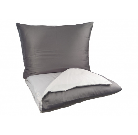 Francouzské povlečení Satén UNI DUO 240x220, 70x90cm antracit/světle šedá