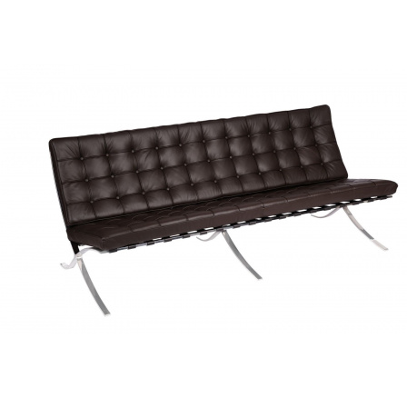 Sofa BA3 pro 3 osoby, hnědá přírodní kůže
