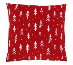 Polštář sametový s výplní - červený vánoční, 100% polyester, 45 x 45 cm