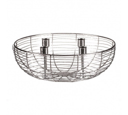 Svícen kovový - adventní, konstrukce ve tvaru mísy, stříbrný