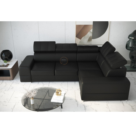 Rohová sedací souprava ROYAL II 280×210 přírodní kůže - černá kůže , pravá Rohová sedací souprava ROYAL II 280×210 přírodní kůže - černá kůže , pravá