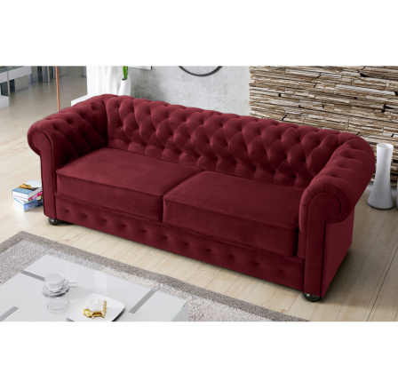 Sofa MANCHESTER III 218 cm - Pohovka bez funkce spaní, odstíny vínové Sofa MANCHESTER III 218 cm - Pohovka bez funkce spaní, odstíny vínové