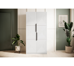 Šatní skříň Asha, bílý mat / černé úchyty