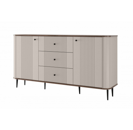 Komoda se zásuvkami Vesper 160 cm - kašmír / ořech / černé nohy
