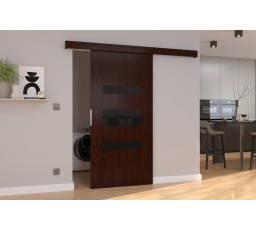 Posuvné dveře na stěnu DESIO 76 Wenge+Black Lacobel