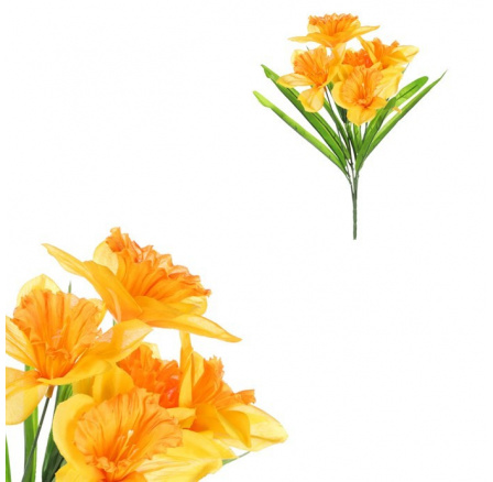 Narcis - umělá kytice, žluto-oranžová barva