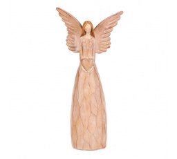 Anděl se srdcem - polyresin, imitace dřeva, sv. hnědý