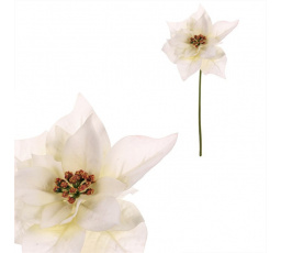 Vánoční růže - umělý květ na stonku, krémová