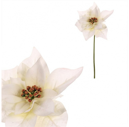 Vánoční růže - umělý květ na stonku, krémová Vánoční růže - umělý květ na stonku, krémová