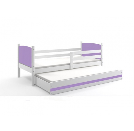 Postel z masivu pro 2 děti TAMI 2 - Bílá/Fialová